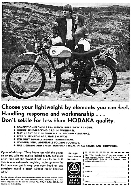 1973 Hodaka Wombat Trail Motor Cycle                             
