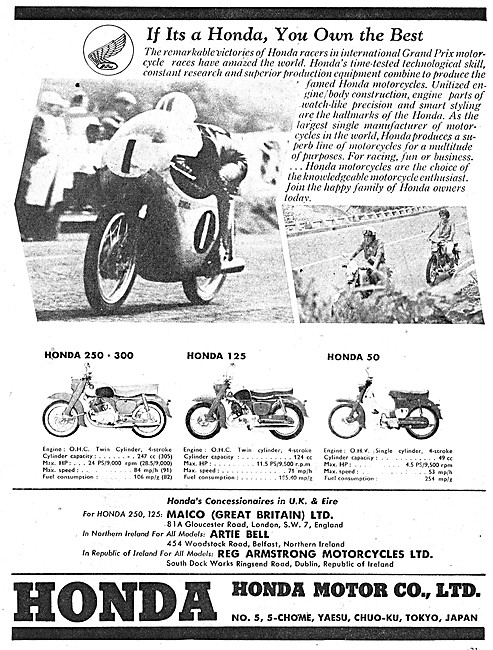 1961 Honda 250 - Honda 125 - Honda 50 Advert                     