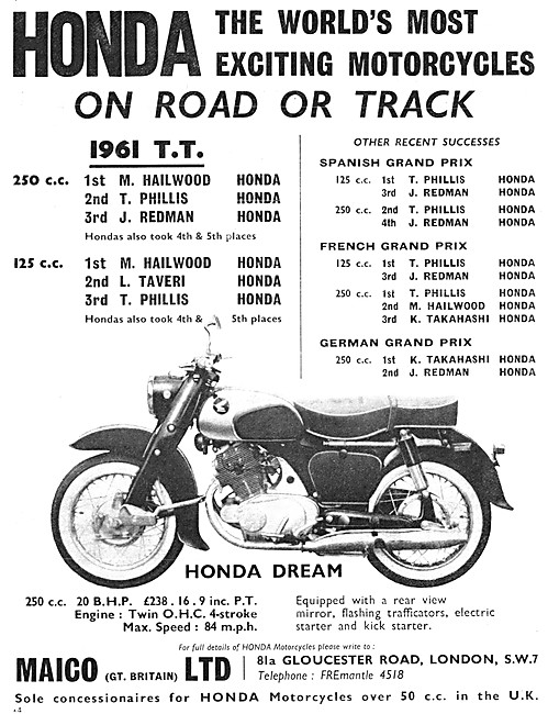 Honda Dream 250 cc 1961                                          
