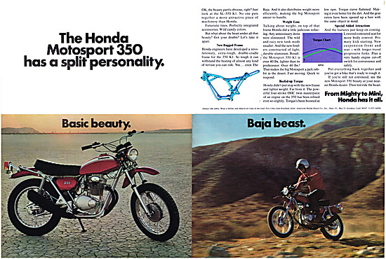 1971 Honda Motosport 350 - Honda SL-350 K1 Baja                  