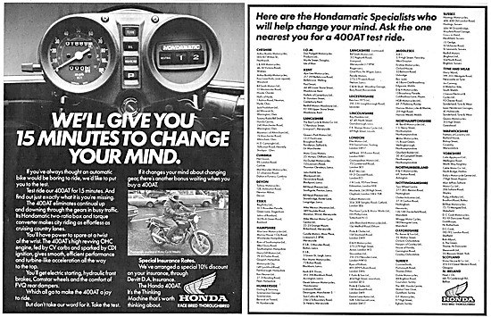 1979 Honda 400AT With Hondamatic Transmission                    