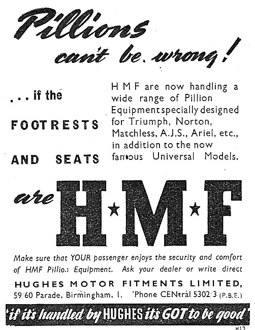HMF Pillion Seats & Footrests                                    