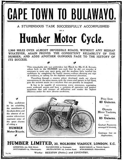 1904 Humber Motor Cycle                                          
