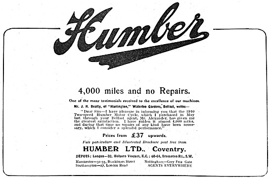 1911 Humber Motor Cycles                                         