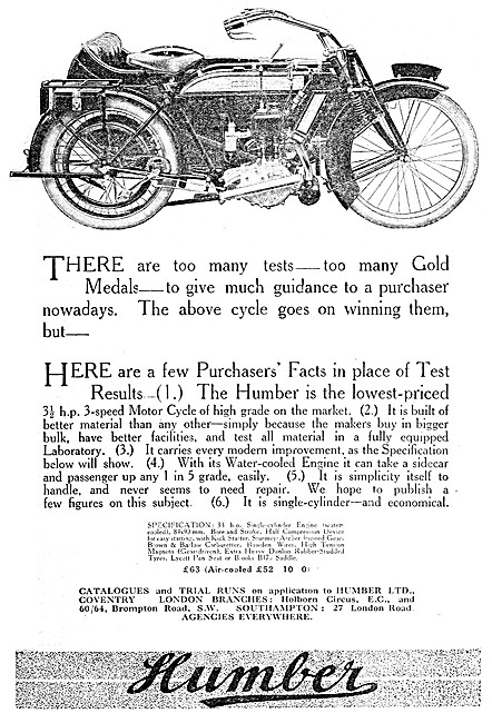 1914 Humber Motor Cycles                                         