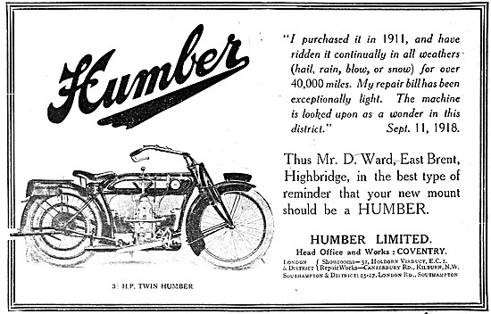 Humber Motor Cycles - Humber 3 hp Twin                           