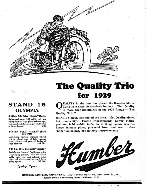 1928 Humber OHC Sports Motor Cycle                               