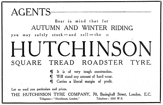 Hutchinson Square Tread Motor Cycle Tyres                        