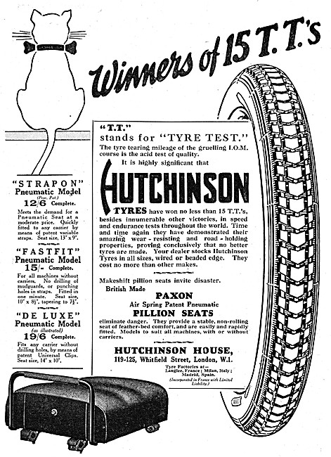 Hutchinson Motor Cycle Tyres & Pneumatic Saddles                 