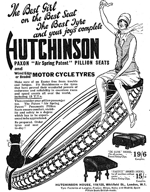 Hutchinson Motor Cycle Tyres & Paxon Pillion Seats               