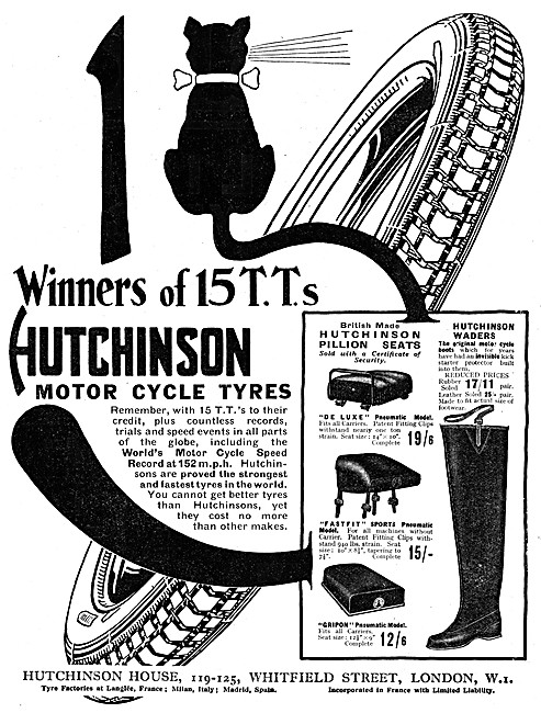 Hutchinson Motor Cycle Pillion Seats & Waders 1931               