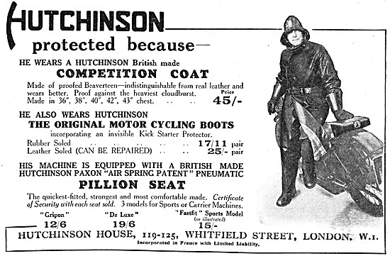 Hutchinson Motor Cycle Tyres - Hutchinson Coats                  