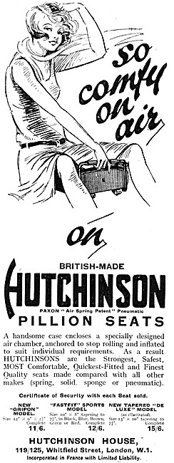 Hutchinson Paxon Air Sprung Motor Cycle Pillion Seats            
