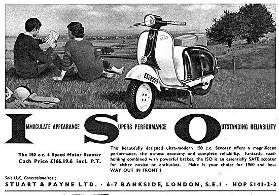 Iso 150cc Motor Scooters 1960 Advert                             
