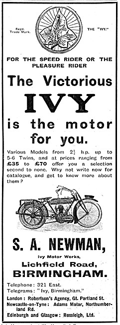 Ivy Motor Cycles 1913 Models                                     