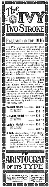 1916 Ivy Two-Stroke Motor Cycles                                 