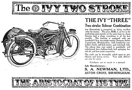 The 1921 Ivy Three Two-Stroke Motor Cycle & Sidecar Combination  
