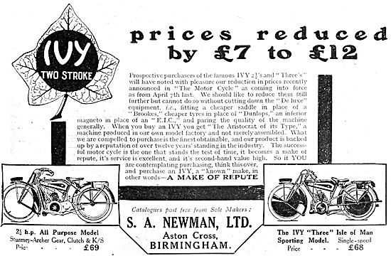 Ivy 2 1/2 hp - Ivy Three Motor Cycle 1921                        