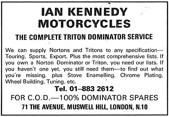 Ian Kennedy Triton Dominator Service 1969                        