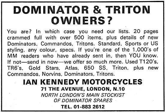 Ian Kennedy Motorcycles - Dominator & Triton Parts               