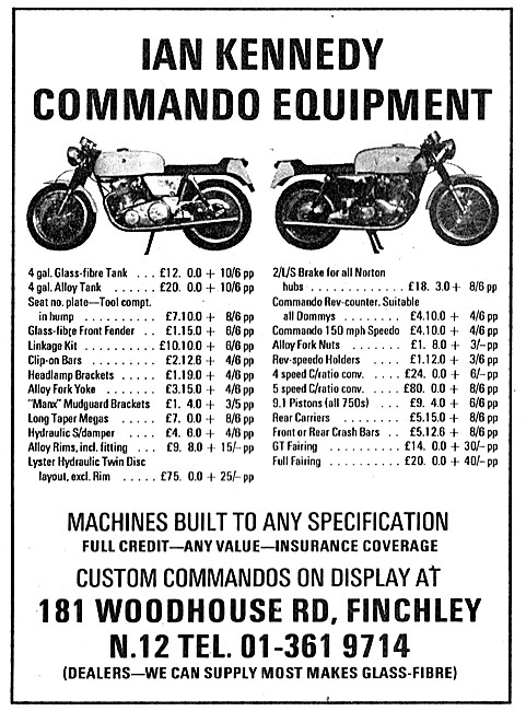 Ian Kennedy Norton Commando Equipment                            