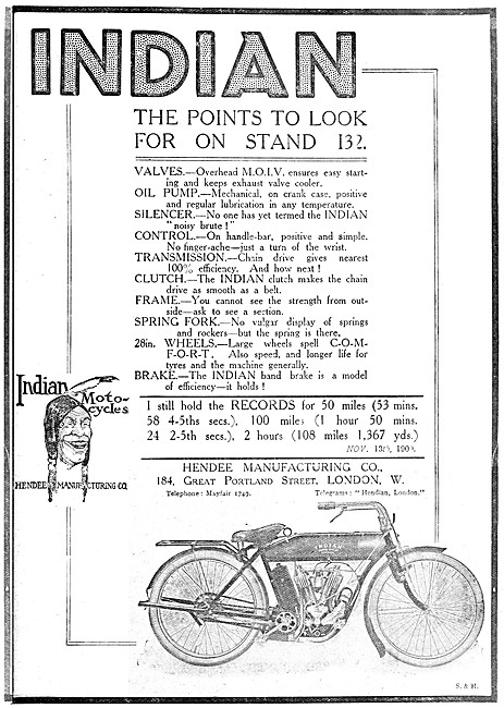 1909 Indian Motor Cycle Features                                 