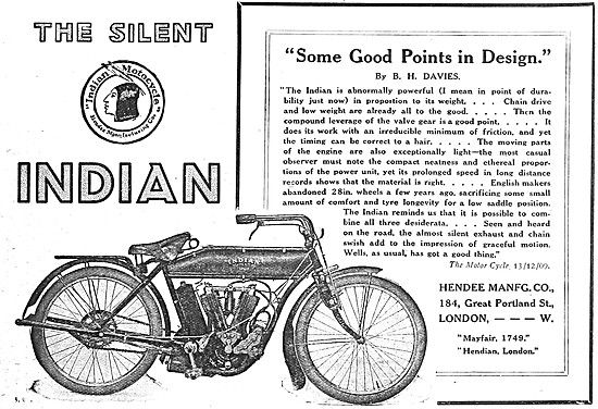 Indian V Twin Motor Cycles 1910                                  