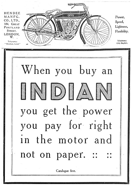 1910 Indian V Twin Motor Cycles                                  