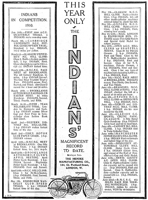1910 Indian Motor Cycles                                         