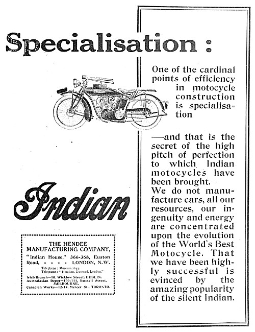 1915 Indian V Twin Motor Cycle                                   