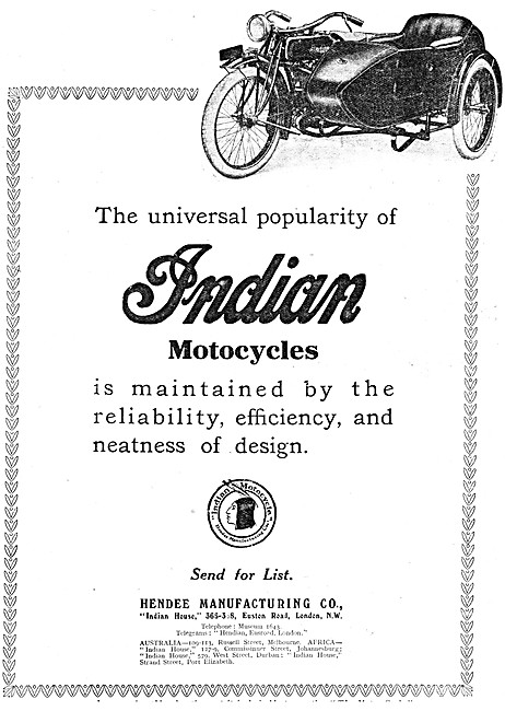1920 Indian Motorcycle & Sidecar Combination Models              