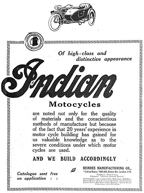 Indian Motor Cycle Combinations 1920                             