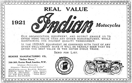 Indian Motorcycles - Indian V Twin Motor Cycles 1921             
