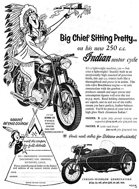 Brockhouse Indian Brave 250 cc Motor Cycle                       