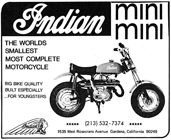 1973 Indian Mini Moto For Youngsters                             
