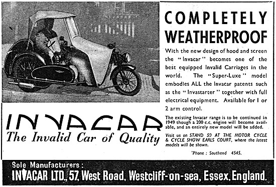 Invacar Super-Luxe Invalid Carriage - 200 cc With Invastarter    