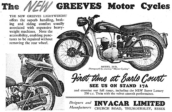 1953 Invacar Greeves Model 20 D Motor Cycle                      