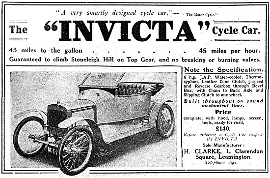 1912 Invicta Cycle Car                                           