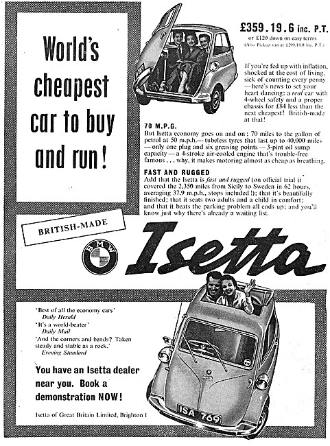 Isetta Bubble Cars - Isetta Three Wheeler Microcars - BMW Isetta 