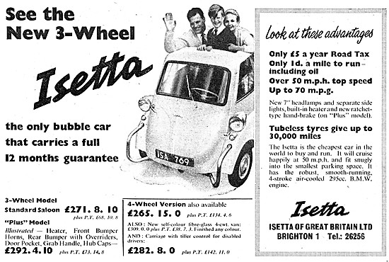 Isetta 3-Wheel Standard Saloon Bubble Car                        