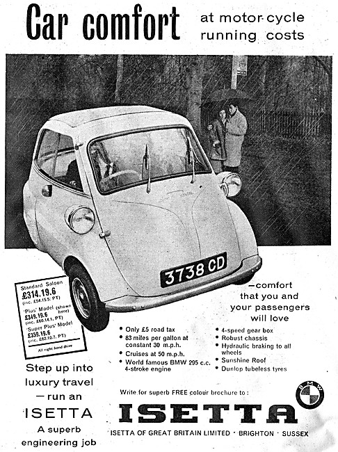 BMW Isetta Three Wheeler Micro Car.- 1961 Isetta Bubble Car      