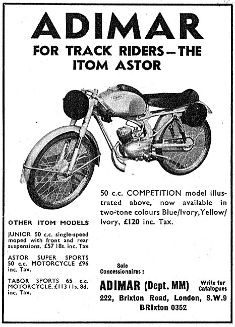 Itom Astor Competition Motorcycle 50cc 1960                      