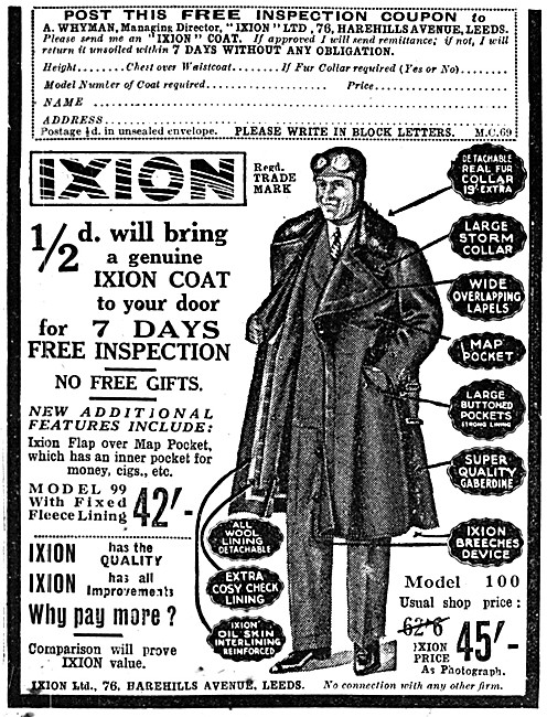 Ixion Motor Cycle Coats                                          