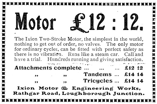 1904 Ixion Two-Stroke Motor Cycle Engines & Cycle Attachments    
