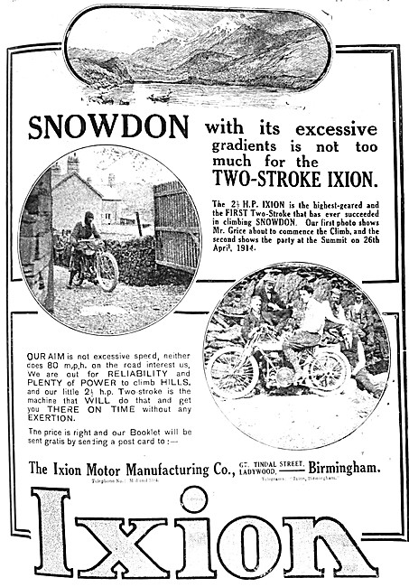 1914 Ixion 2.5 HP Two-Stroke Motor Cycle                         