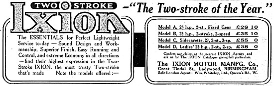 Ixion Motor Cycles - 1916 Ixion Model A 2 1/2 hp                 