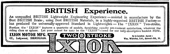 Ixion Two Stroke Motor Cycles 1916                               