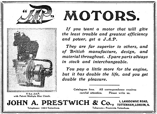 J.A.P. Motor Cycle Engines - 1907 JAP 6 hp Engine                