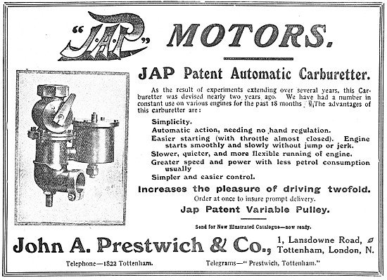 1908 J.A.P. Automatic Carburetter                                