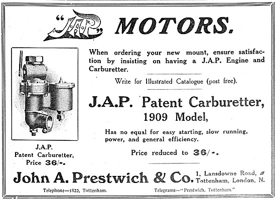 J.A.P. Motor Cycle Carburetters                                  